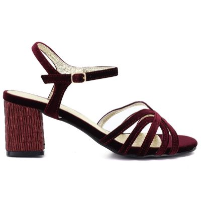 3. Women's Burgundy Block Heel Sandals D&A by S.Barski SR61-0102