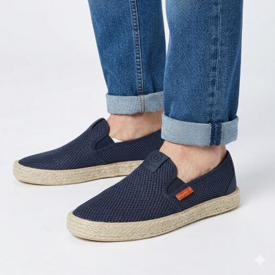 4. Men's slip-on espadrilles, navy blue, Bugatti TT153055