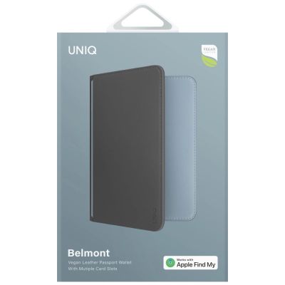 6. Uniq Belmont Passport Case with Apple Find My RFID Blocking Gray Blue