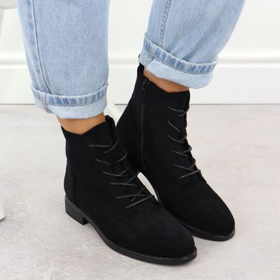7. Women's openwork suede black ankle boots S.Barski HY52-535