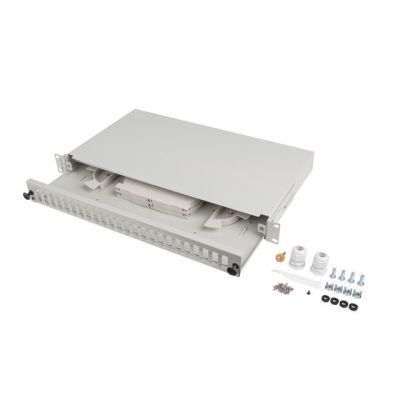 2. LANBERG 24xSC duplex / 24xLC quad RACK fiber optic patch panel 19" 1U gray + accessories