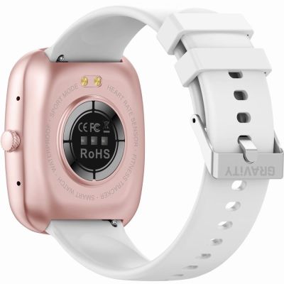 9. GRAVITY GT18-2 Women's Smartwatch Pink Silicone Strap + White Strap