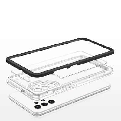 5. Clear 3in1 Case for Samsung Galaxy A32 5G Frame Gel Cover Black
