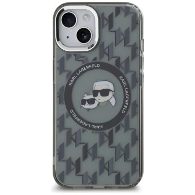 3. Karl Lagerfeld IML Monogram Karl & Choupette Head MagSafe iPhone 15 Case - Black