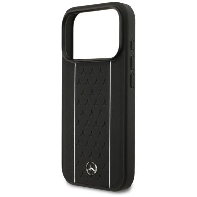 6. Mercedes Leather Star Pattern Stripes MagSafe Case for iPhone 17 Pro - Black