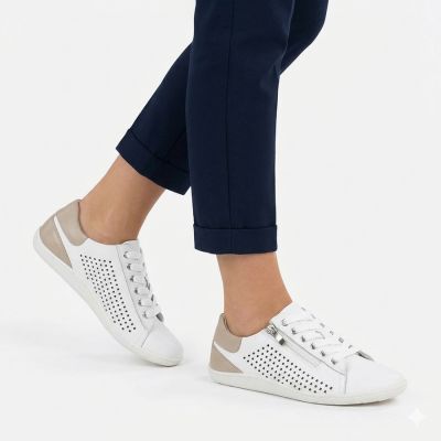 5. Women's leather barefoot shoes, openwork, white, Gino Fabiani OL38-6