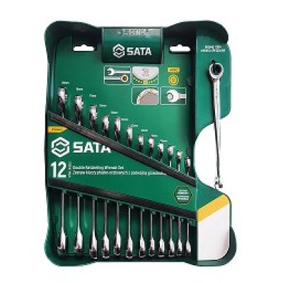 SATA FLAT WRENCH 13 pcs. WITH DOUBLE RATTLE + X-BEAM