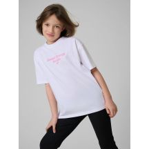 Girls' loose T-shirt with print 4F 4FJRSS26TTSHF3825-10S