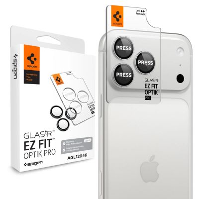 6. Spigen Optik Pro GLAS.TR EZ FIT 2-Pack Tempered Glass Camera Screen Protector for iPhone 18 Pro / 18 Pro Max - Silver