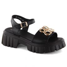 Leather high-heeled and platform sandals Vinceza W JAN301A, black