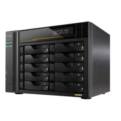 7. AS6810T NAS; Tower; 10x (3.5" SATA HDD/ 2.5" SSD); AMD Ryzen Embedded V3C14; 16G ECC DDR5 SODIMM (max. 64GB), 2x 10GbE, 2x 5GbE, 4x M.2 2280 NVMe PCIe 4.0, 2x USB4, 2x USB 3.2 Gen, 1x optional 10 GbE card