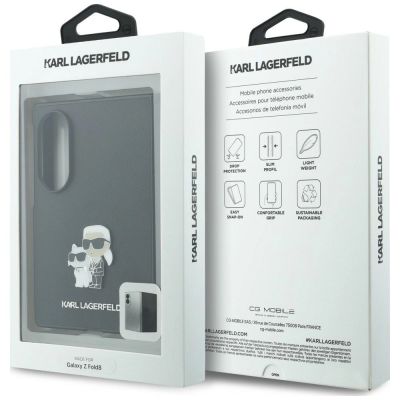 7. Karl Lagerfeld Saffiano Karl&Choupette Pin Case for Samsung Galaxy Z Fold 8 - Black