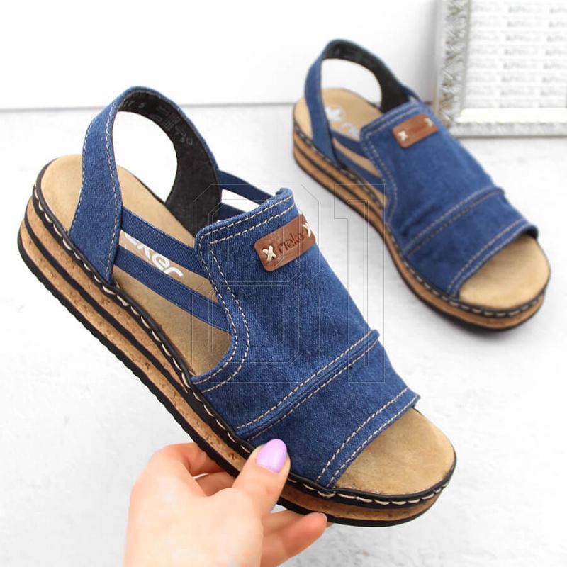 5. Comfortable Rieker W RKR684 jeans platform sandals