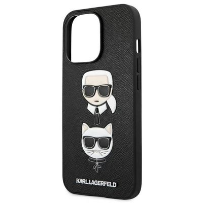 6. Karl Lagerfeld Saffiano Karl&Choupette Head Case for iPhone 13 Pro / 13 - Black