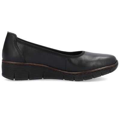 2. Rieker 53755-00 women's leather wedge shoes, comfortable black