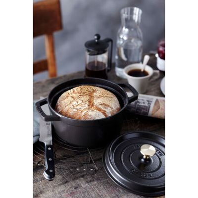 9. Staub Round Cast Iron Pot - 3.8 ltr, Black