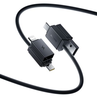 3. Baseus Versatile 60W USB-C to USB-C Cable with USB-A and Lightning Adapters, 1 m – Black