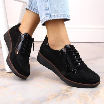 4. Filippo W PAW467 black leather wedge shoes
