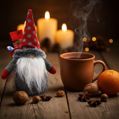 12. DECORATIVE SANTA CLAUS WITH GIFT BAG 20CM RED