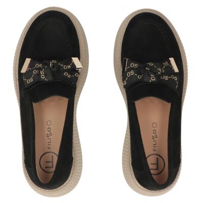 5. Women's leather suede platform shoes, black Filippo DP8293