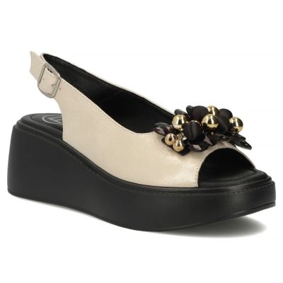 Women's gold leather wedge sandals Filippo DS7577