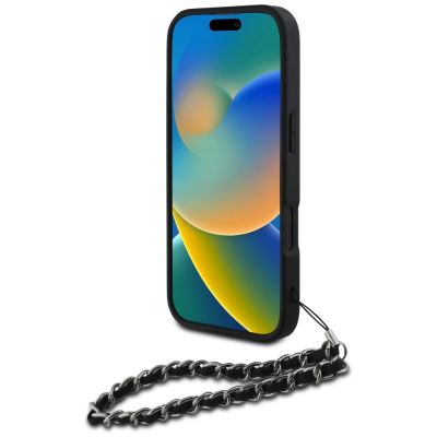 4. Karl Lagerfeld Saffiano Crystals w/Chain iPhone 16 Pro Max Case - Black