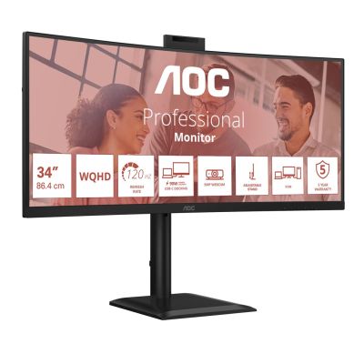 21. AOC monitor 86.3 cm (34") CU34E4CW 21:09 2xHDMI+DP+USB-C+Webcam Curv.