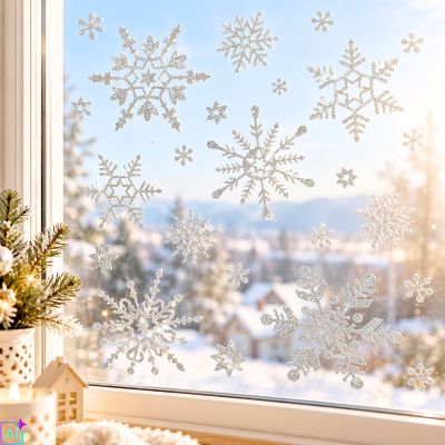 6. SILVER CHRISTMAS WINDOW STICKERS
