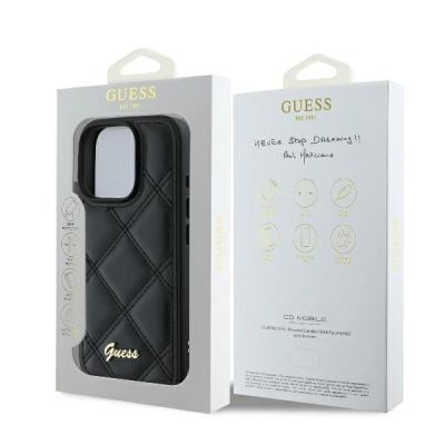 8. Guess Quilted Metal Logo iPhone 16 Pro Case - Black