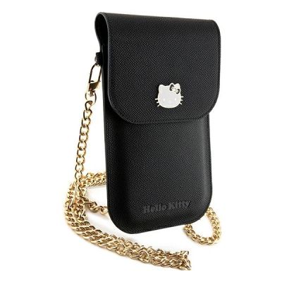5. Hello Kitty Leather Metal Logo Chain bag - black