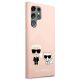4. Karl Lagerfeld Silicone Ikonik Karl & Choupette Case for Samsung Galaxy S22 Ultra - Light Pink