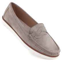 Women's taupe suede moccasin shoes Vice Versa 834280