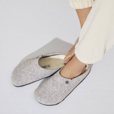5. Birkenstock Zermatt Light Gray Wool Felt Insulated Men's/Women's Slippers Regular Wide (1015092)