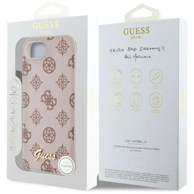 8. Guess Peony Script Logo MagSafe iPhone 16e Case - Brown