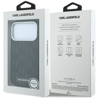 8. Karl Lagerfeld Grained Mono Resin Logo MagSafe Case for iPhone 17 Pro Max / 18 Pro Max - Black