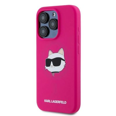 2. Karl Lagerfeld Silicone Choupette Head MagSafe case for iPhone 15 Pro - pink
