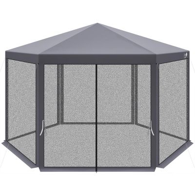 10. HEXAGONAL GARDEN PAVILION 2x2x2x2.5M WITH MOSQUITO NET, GRAY