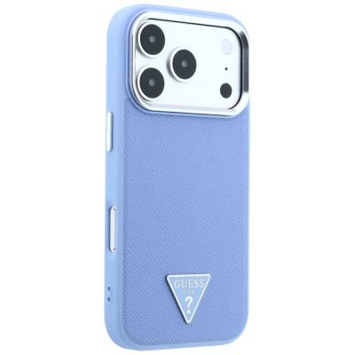 4. Guess Grained Triangle Logo MagSafe Case for iPhone 18 Pro Max / 17 Pro Max - Blue