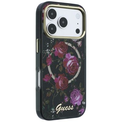 4. Guess IML Glitter Blossom Roses MagSafe Case for iPhone 18 Pro Max / 17 Pro Max – black