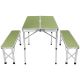3. FOLDABLE CAMPING TABLE 90x60x70CM AND 2 BENCHES 87x23x39CM GREEN