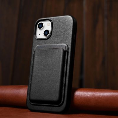 15. iCarer Case Leather cover for iPhone 14 Plus genuine leather case black (compatible with MagSafe)