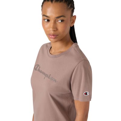 4. Champion Women's Short Sleeve T-shirt Dark Beige 119125 MS513