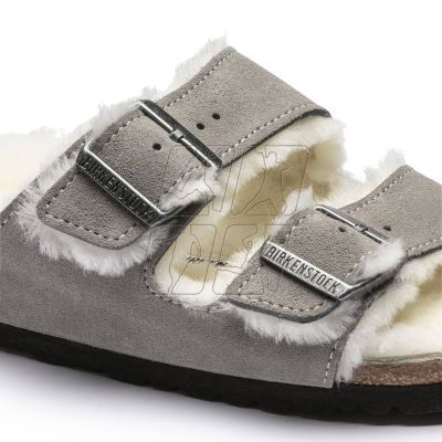 2. Women's/men's insulated flip-flops Birkenstock Arizona Shearling Stone Coin suede with lamb's wool narrow (1017403)