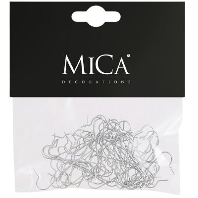 3. METAL HOOKS FOR BAUBLES, 50 PCS, SILVER, MICA