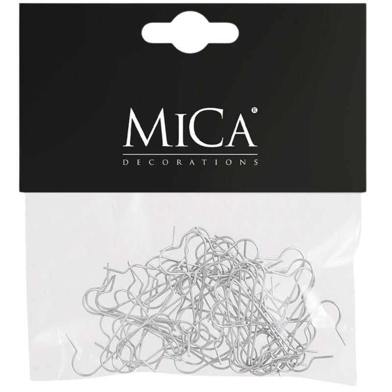 3. METAL HOOKS FOR BAUBLES, 50 PCS, SILVER, MICA
