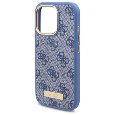 6. Guess 4G Logo Plate MagSafe Case for iPhone 16 Pro Max - Blue