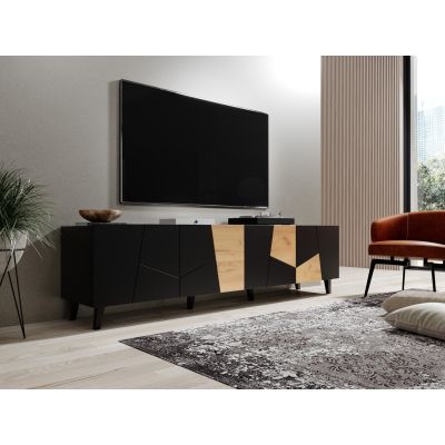 5. ETNA TV cabinet 200x42x52 black matt + craft oak