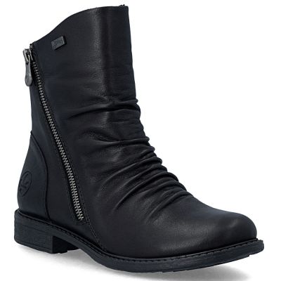 Rieker 74853-00 Waterproof Black Leather Ankle Boots for Women