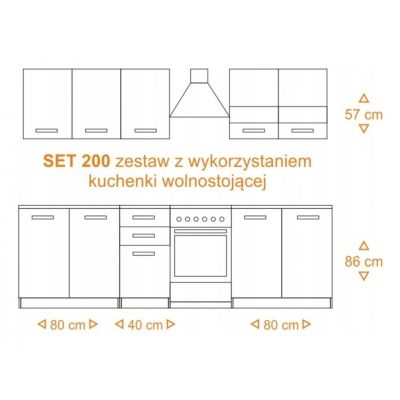 KITCHEN SET 2M WHITE MATTE, ARTISAN COUNTERTOP