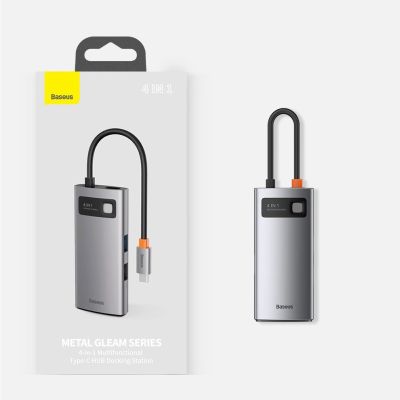 21. Baseus Metal Gleam 4in1 multifunctional HUB USB Type C - USB Type C Power Delivery 100 W / HDMI 4K 30 Hz / 1x USB 3.2 Gen 1 / 1x USB 2.0 (CAHUB-CY0G)